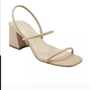 Marc Fisher Cream Sandals Minimalist Design Square-Toe